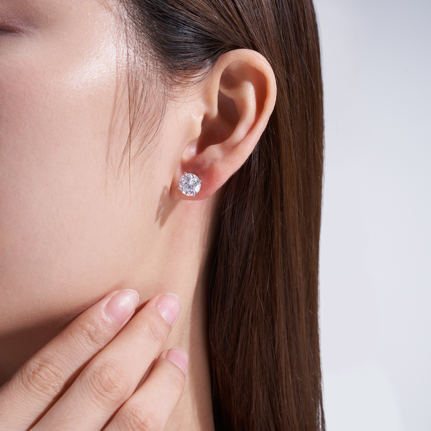 The Round Moissanite Stud Earrings