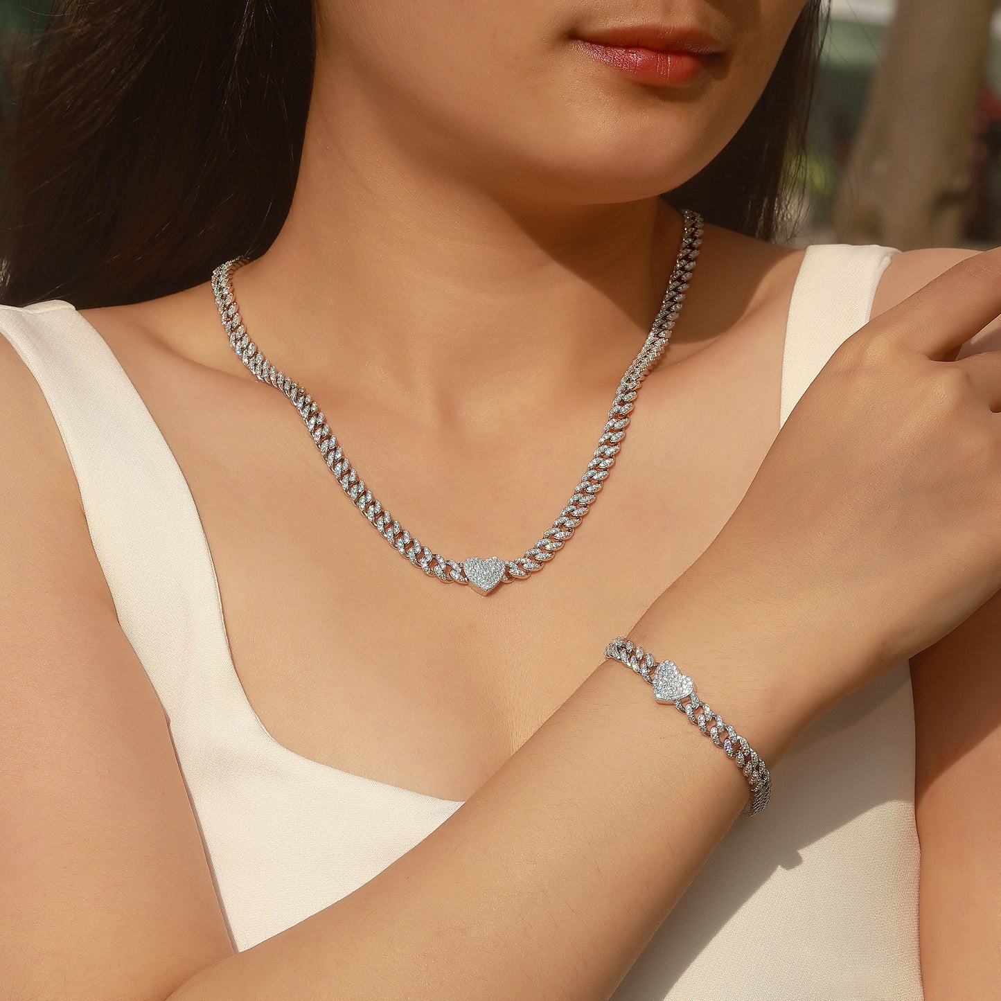 The Heart Cuban Moissanite Necklace