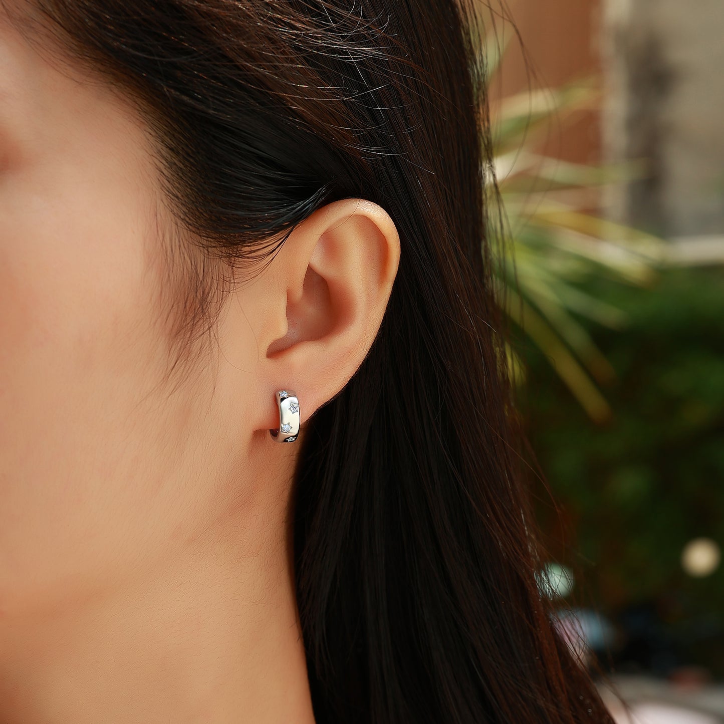 The Star Moissanite Huggie Hoops