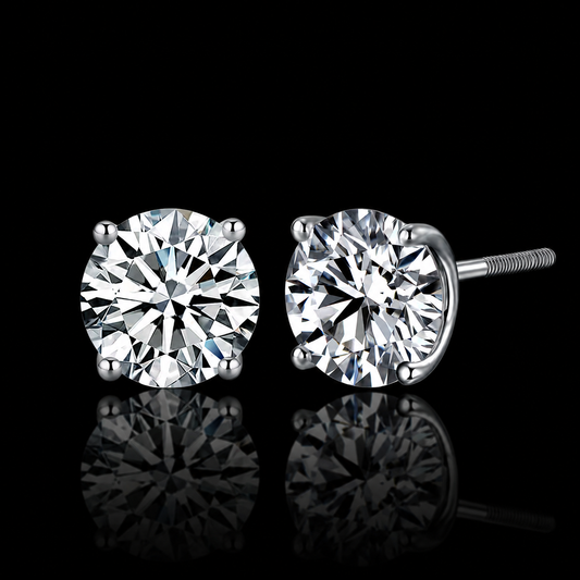 The Round Moissanite Stud Earrings