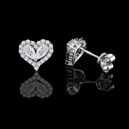 The Heart Halo Moissanite Stud Earrings