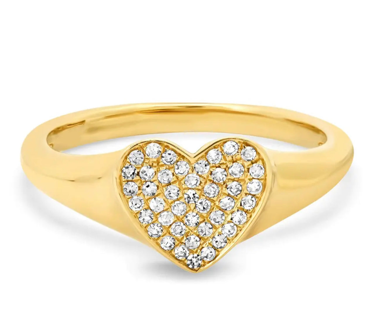 Signet Pinky Heart Pave Ring