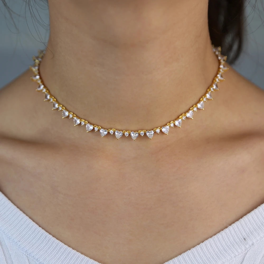 CZ Heart Link Choker