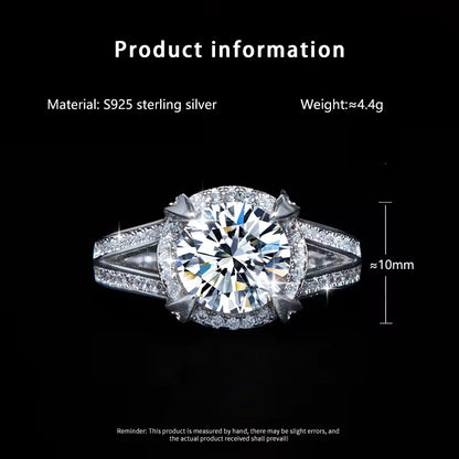 ✨Moissanite Round Pave Halo Ring
