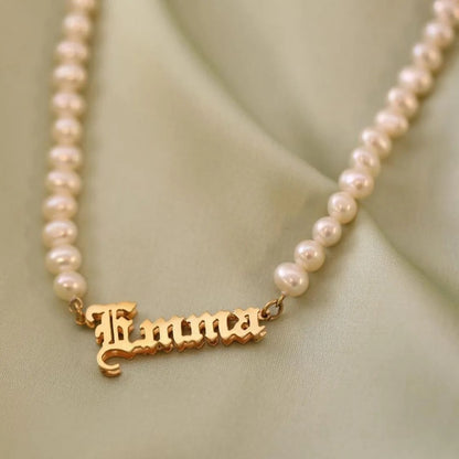 Fresh Water Pearl Nameplate Necklace