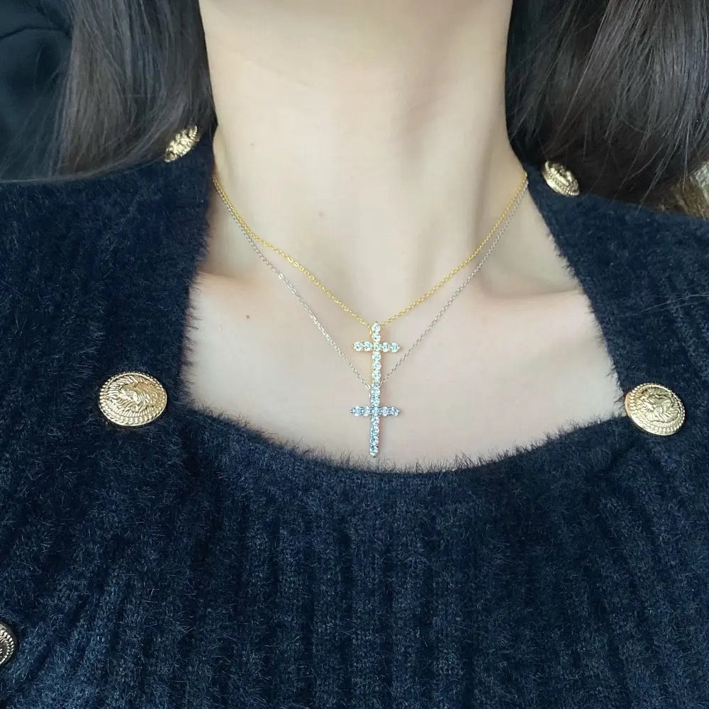 The Bella Pave Cross Necklace