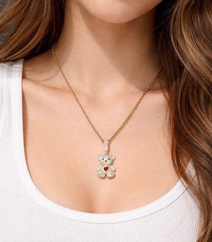 The Lovebear Moissanite Pendant (Includes FREE 20” Rope Chain)