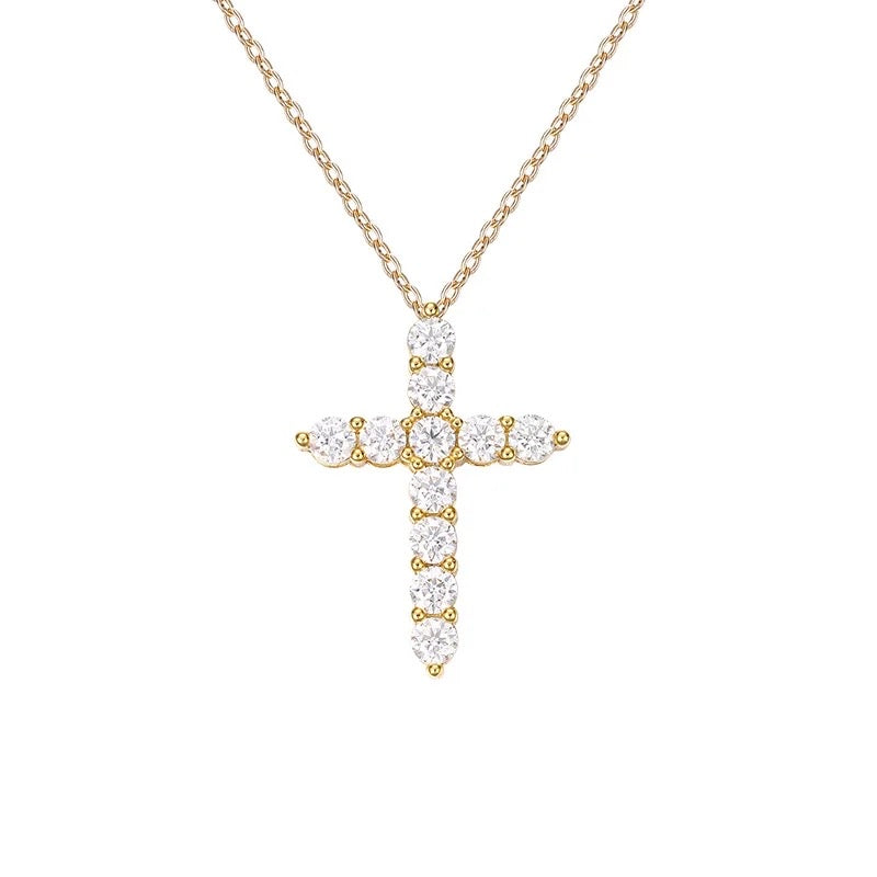 The Bella Cross Necklace Moissanite