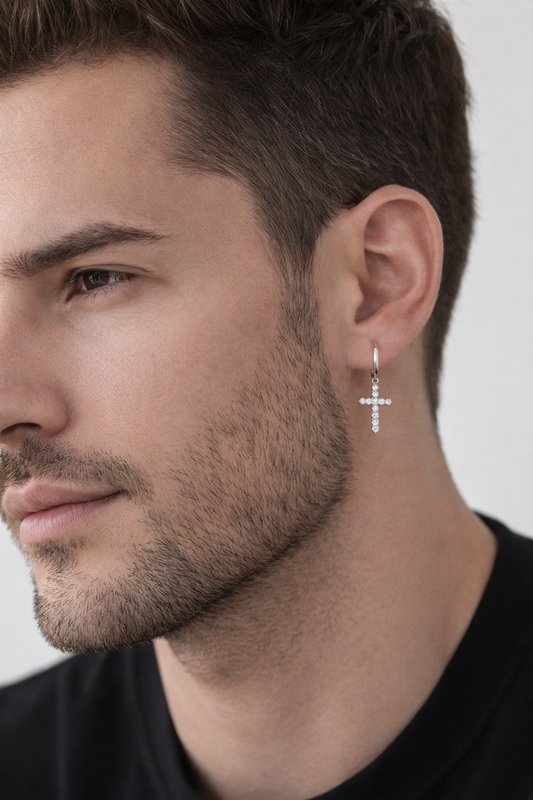 Divine Drop Cross Earring