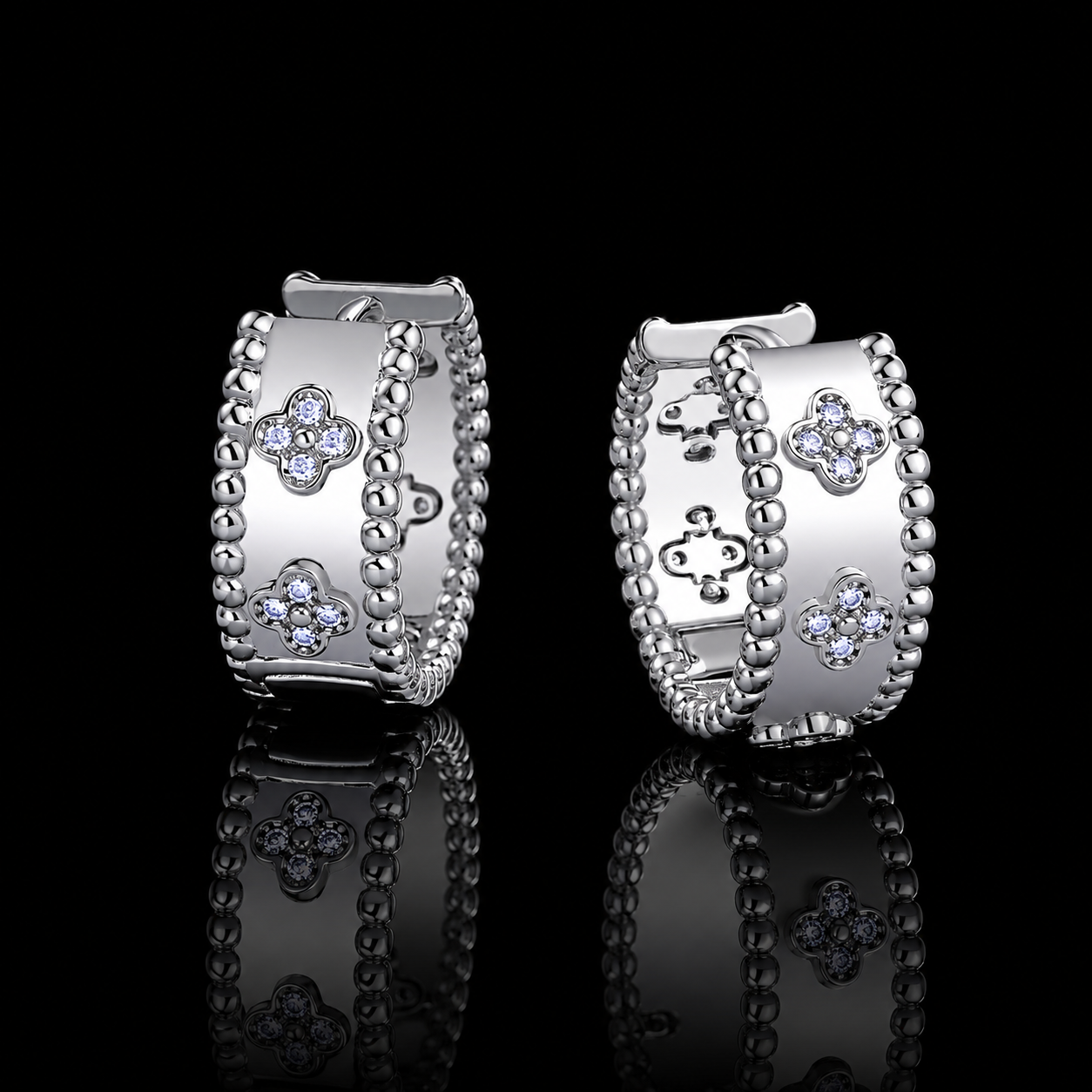 The Clover Moissanite Huggie Hoops