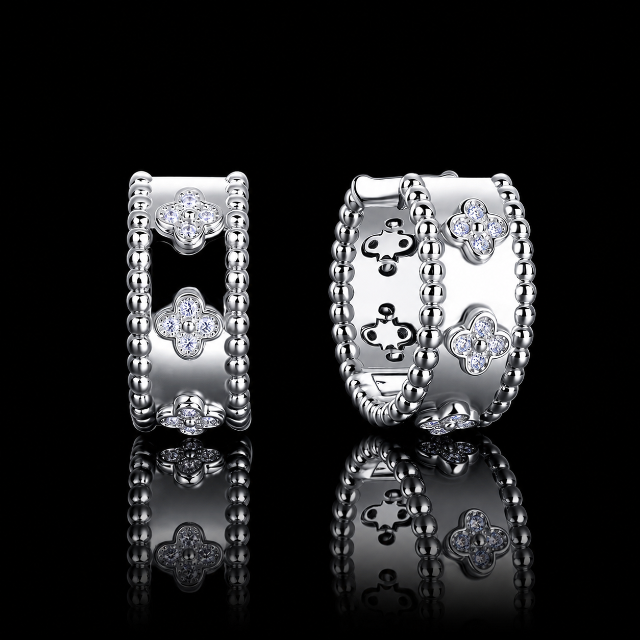 The Clover Moissanite Huggie Hoops