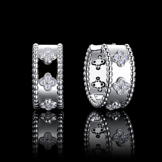 The Clover Moissanite Huggie Hoops