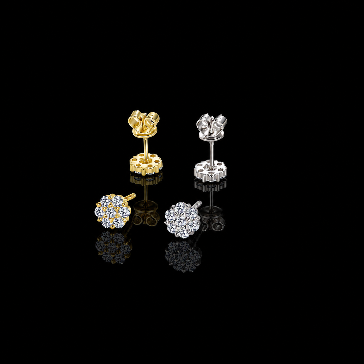 The Moissanite Cluster Stud Earrings