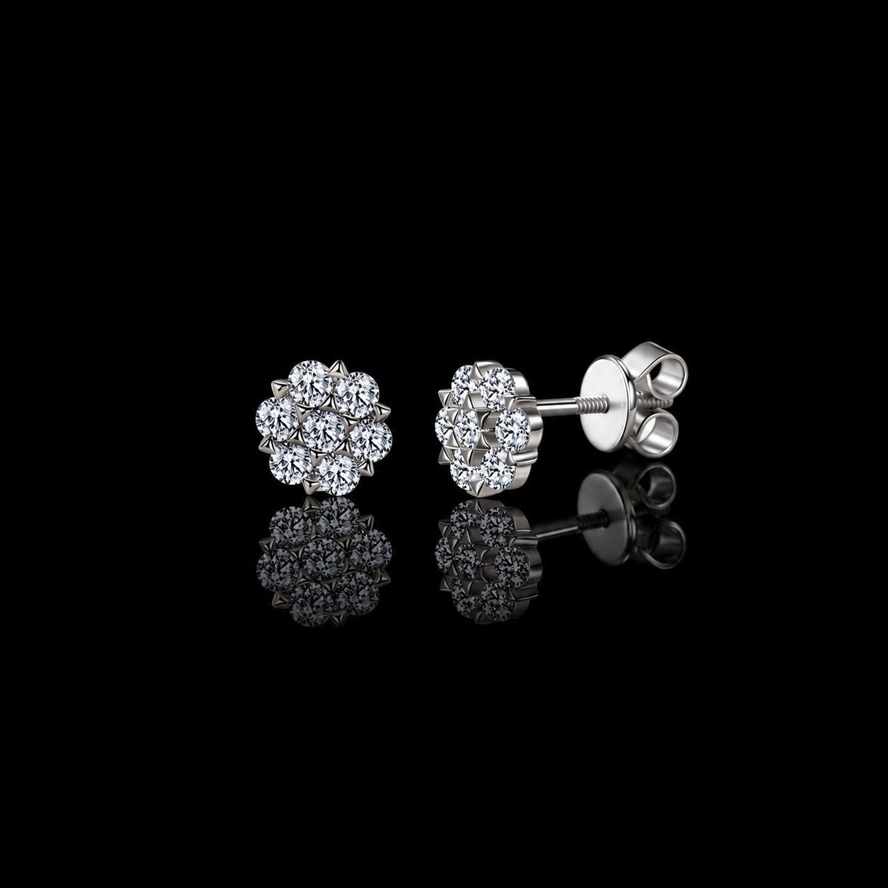 The Moissanite Cluster Stud Earrings