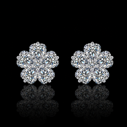 The Flower Cluster Moissanite Stud Earrings