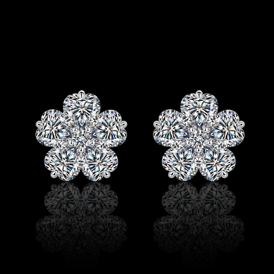 The Flower Cluster Moissanite Stud Earrings