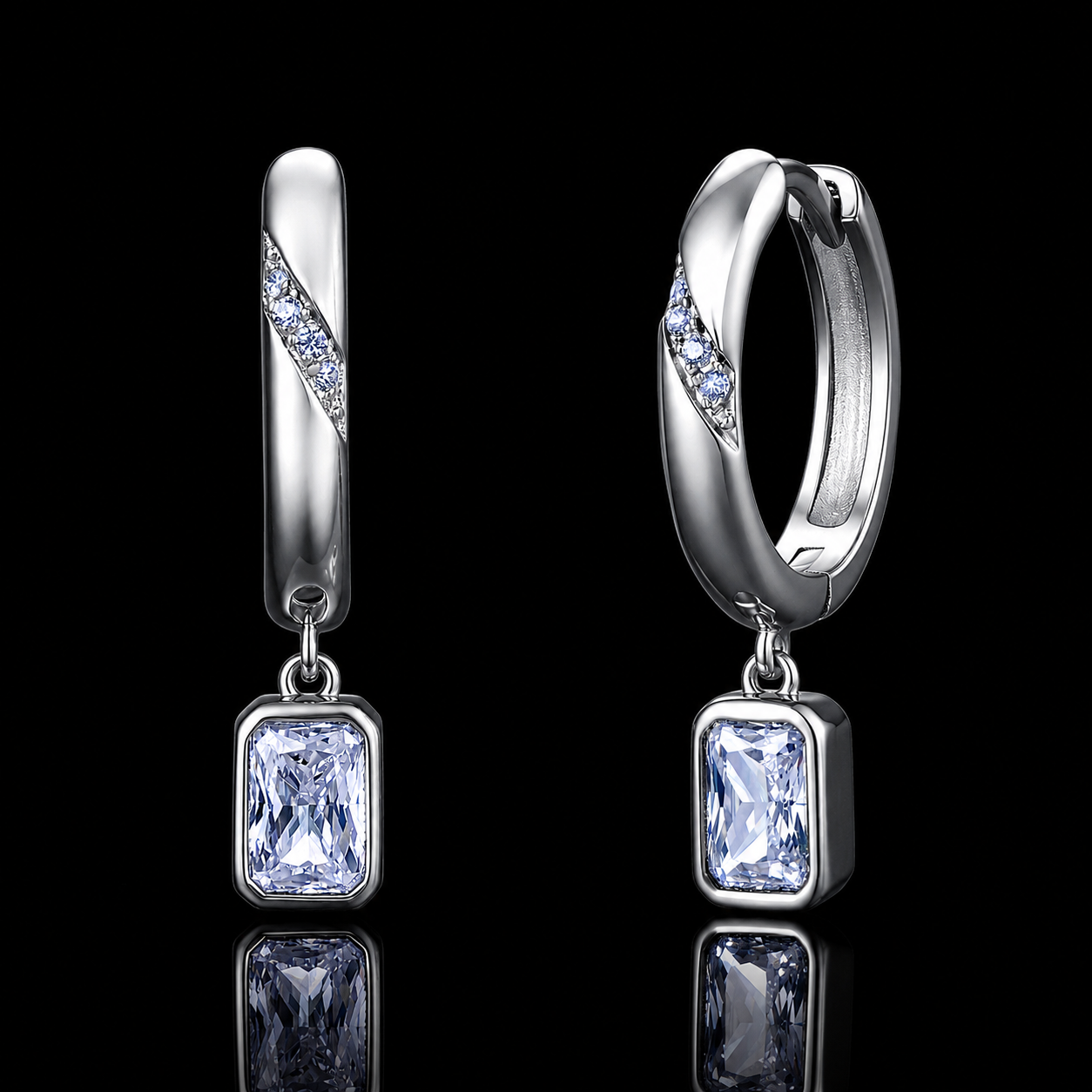 The Radiant Drop Moissanite Hoops
