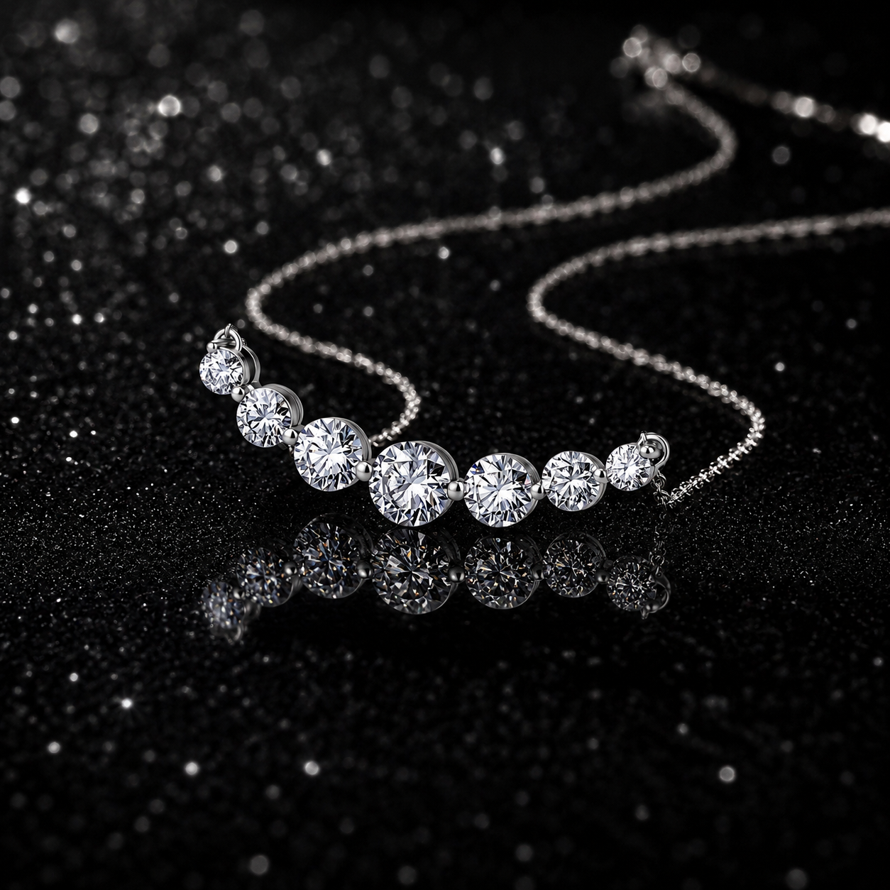 The Graduated Moissanite Drop Necklace
