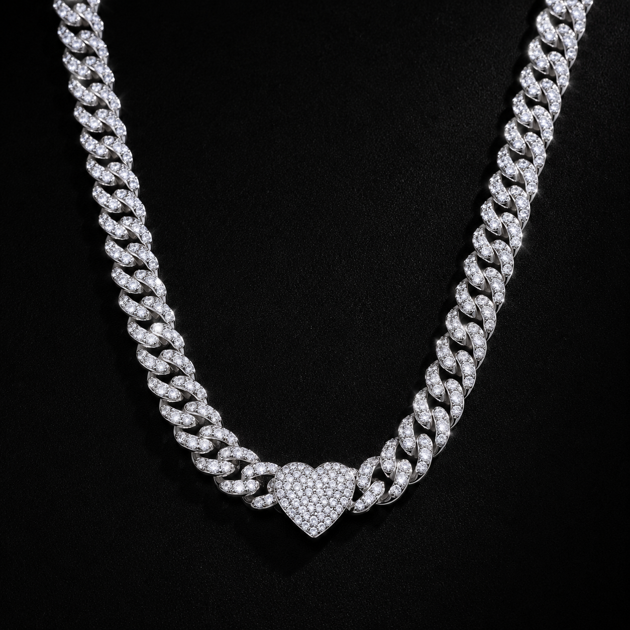 The Heart Cuban Moissanite Necklace