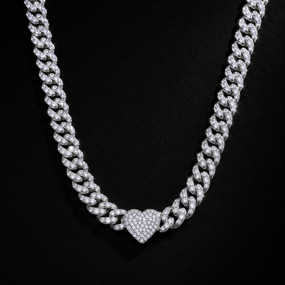 The Heart Cuban Moissanite Necklace