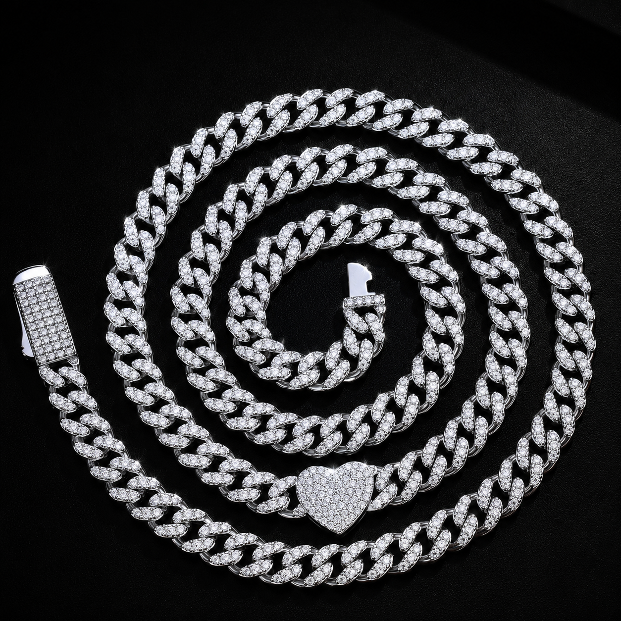 The Heart Cuban Moissanite Necklace