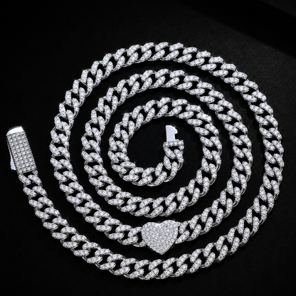 The Heart Cuban Moissanite Necklace