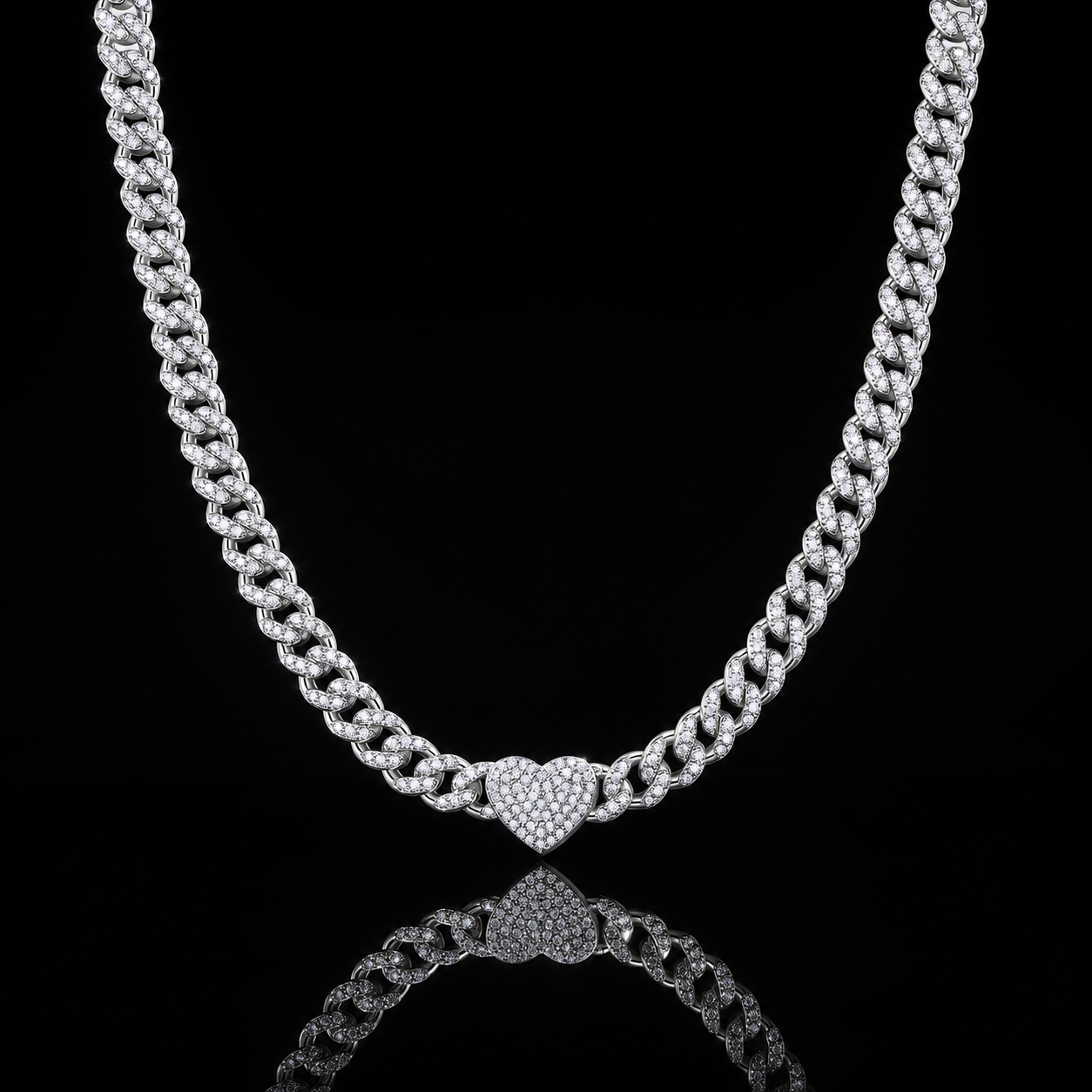 The Heart Cuban Moissanite Necklace