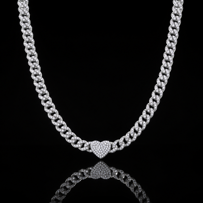 The Heart Cuban Moissanite Necklace