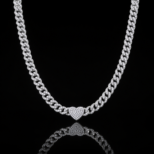 The Heart Cuban Moissanite Necklace