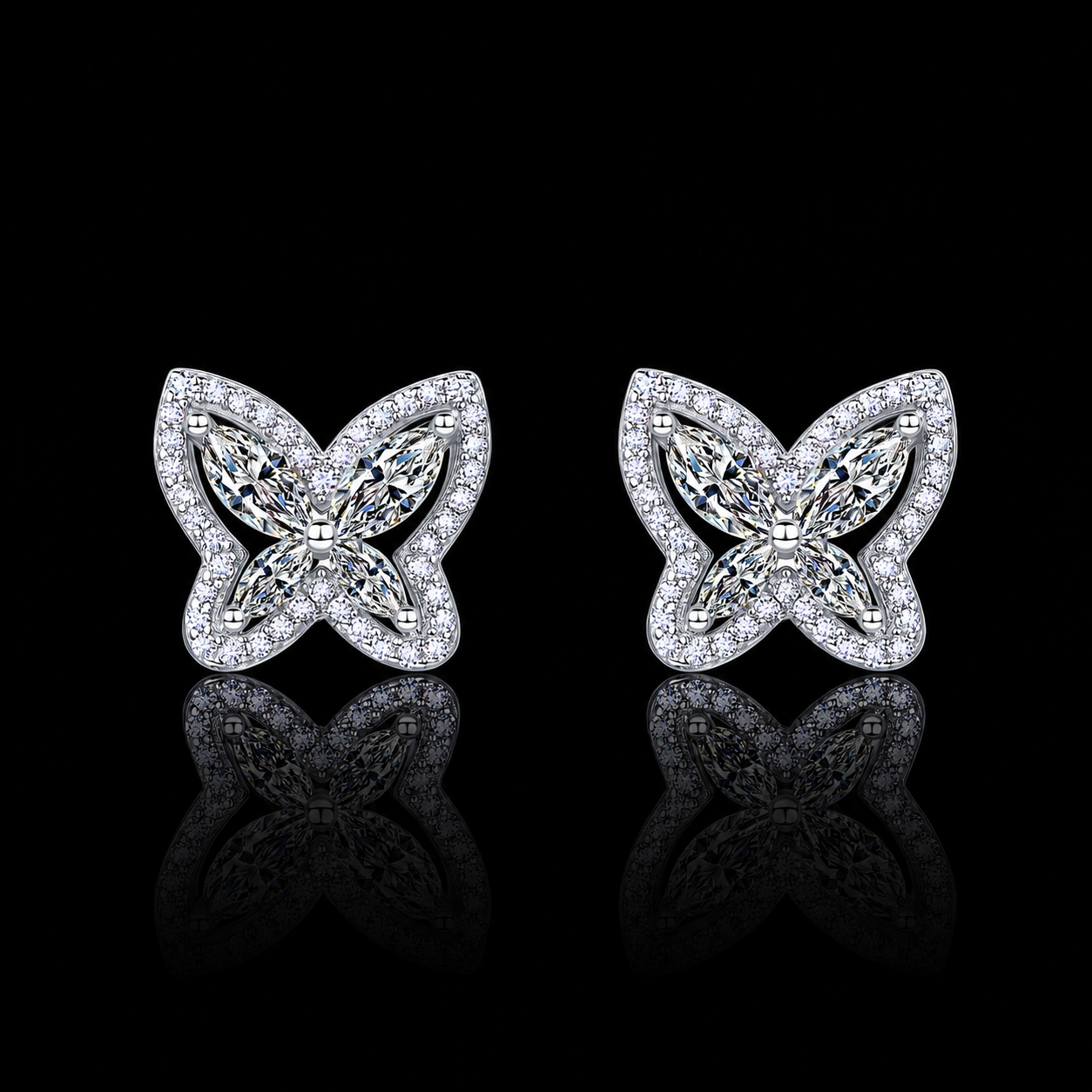 The Openwork Butterfly Moissanite Stud Earrings