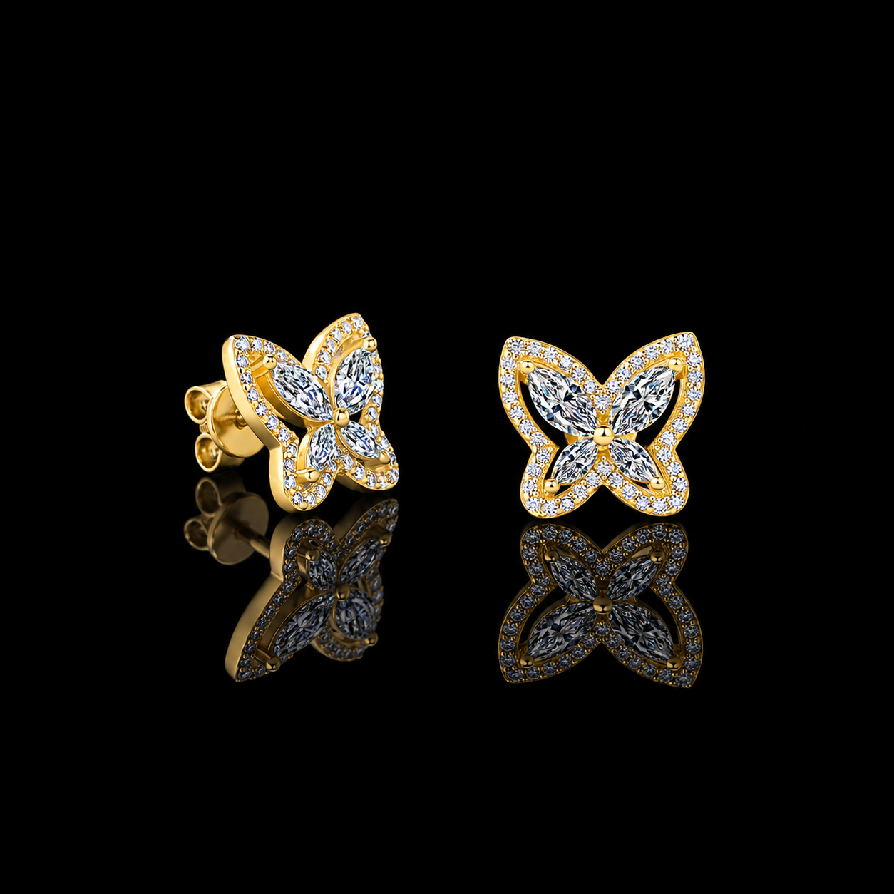 The Openwork Butterfly Moissanite Stud Earrings