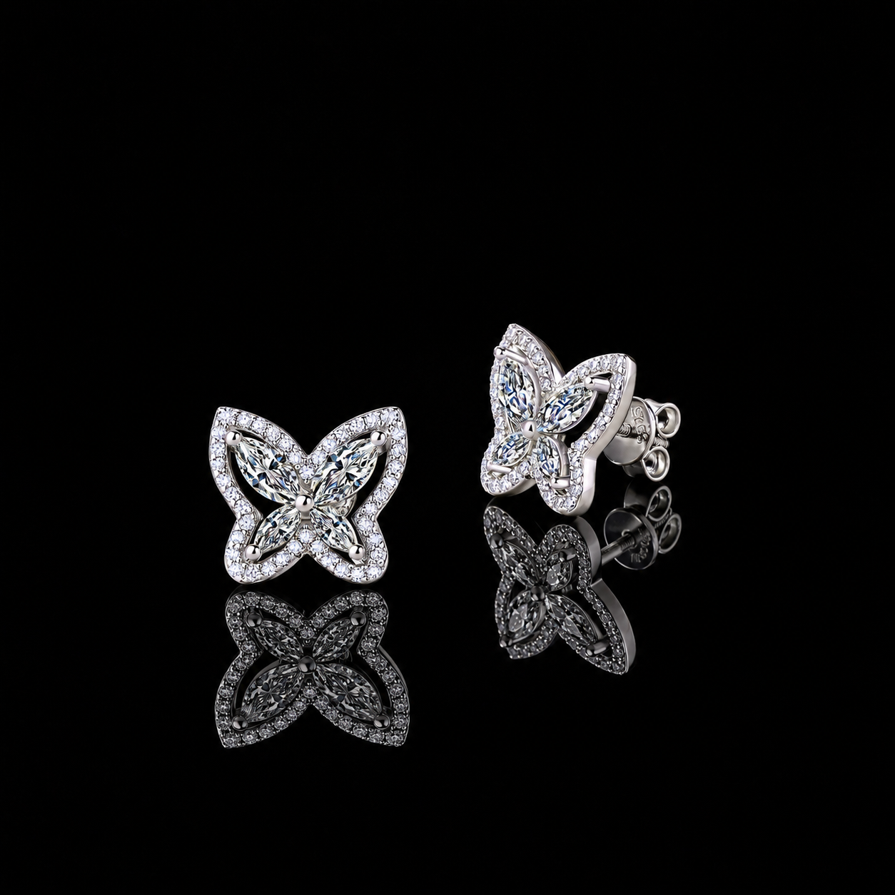 The Openwork Butterfly Moissanite Stud Earrings