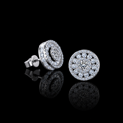 The Round Cluster Moissanite Stud Earrings
