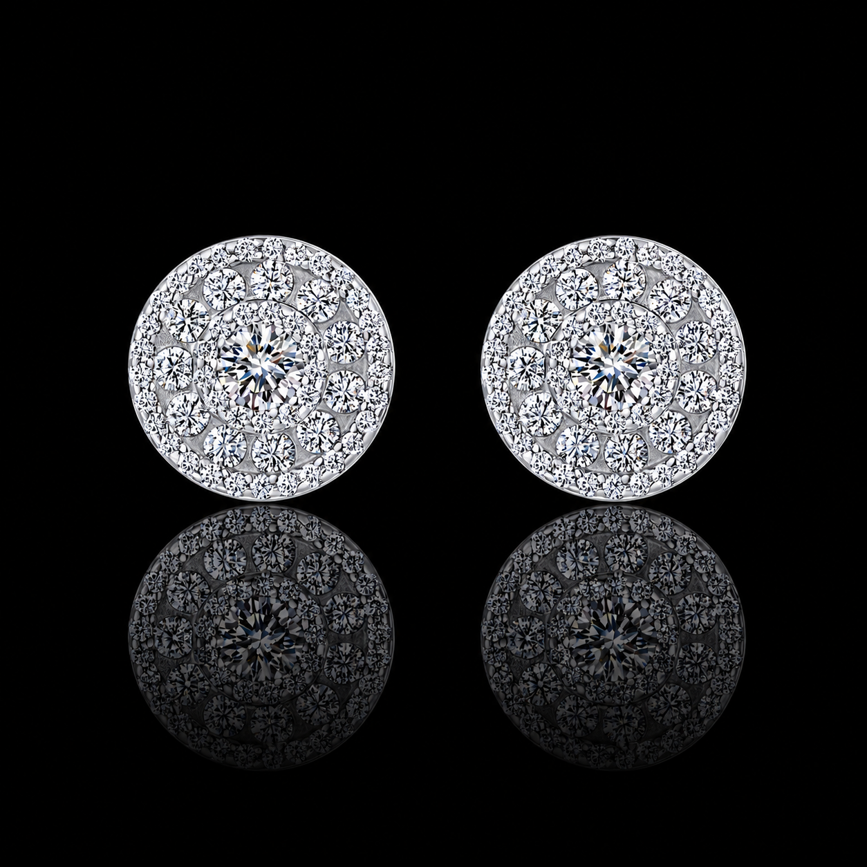 The Round Cluster Moissanite Stud Earrings