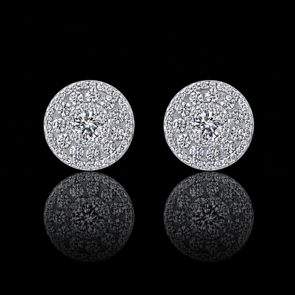 The Round Cluster Moissanite Stud Earrings