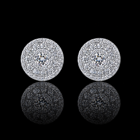 The Round Cluster Moissanite Stud Earrings