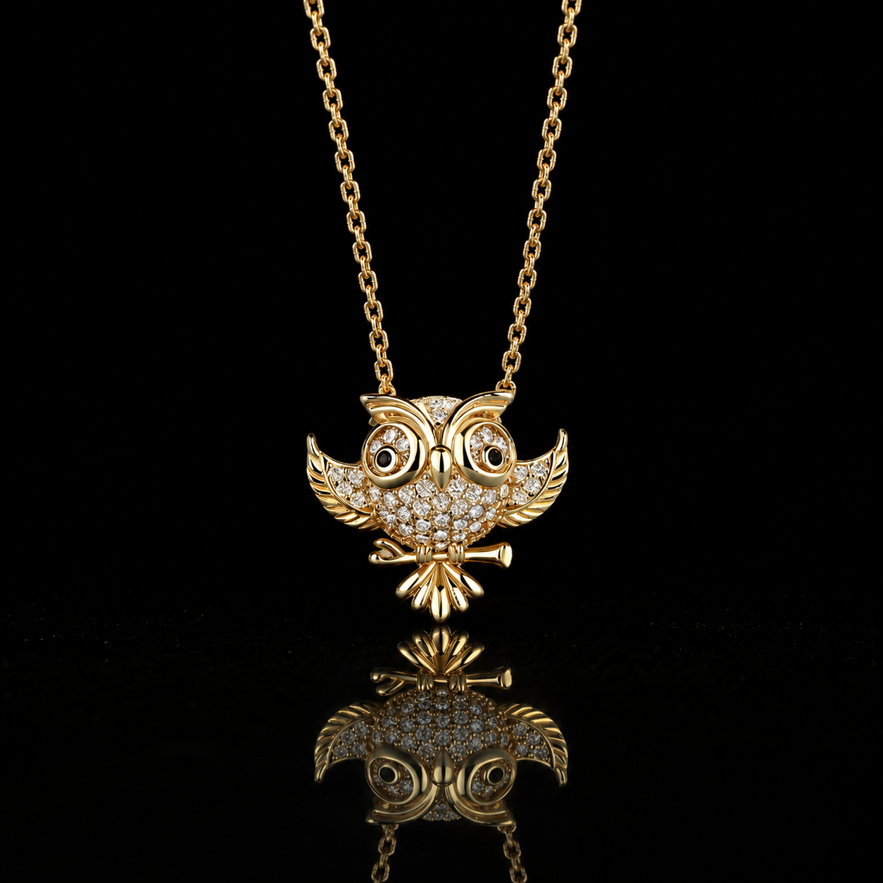 The Owl Pavé Pendant Necklace