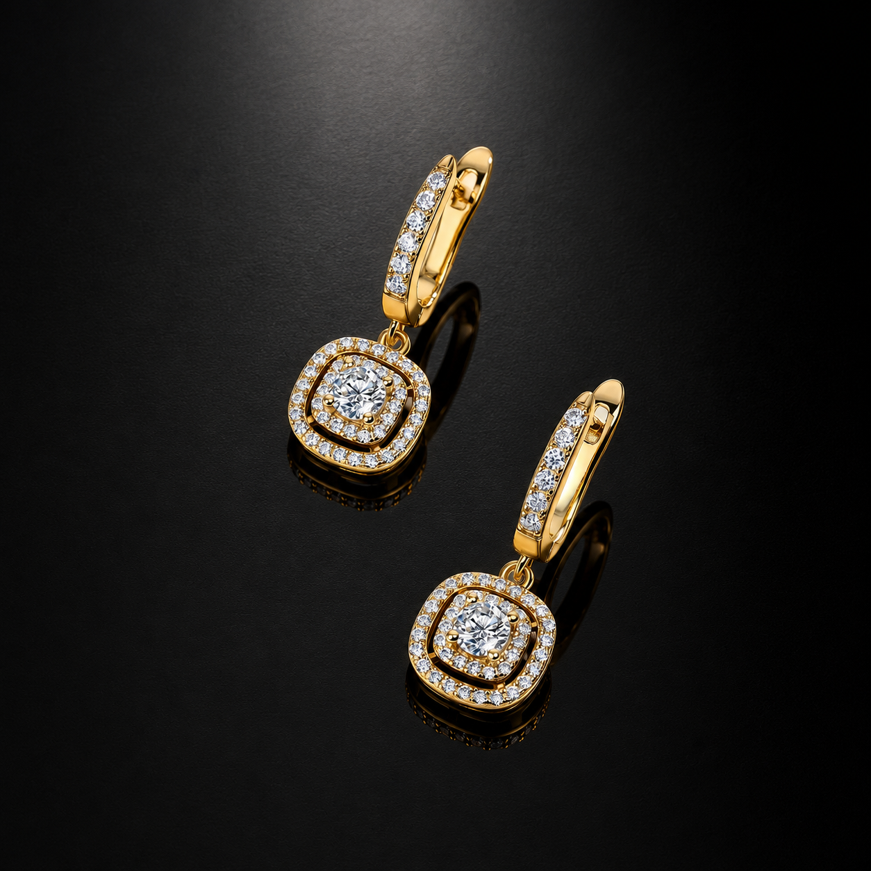 The Cushion Halo Drop Earrings