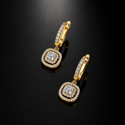 The Cushion Halo Drop Earrings