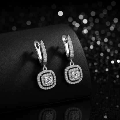 The Cushion Halo Drop Earrings