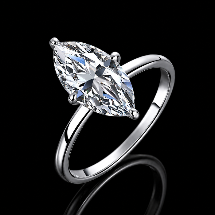 The Marquise Solitaire Moissanite Ring