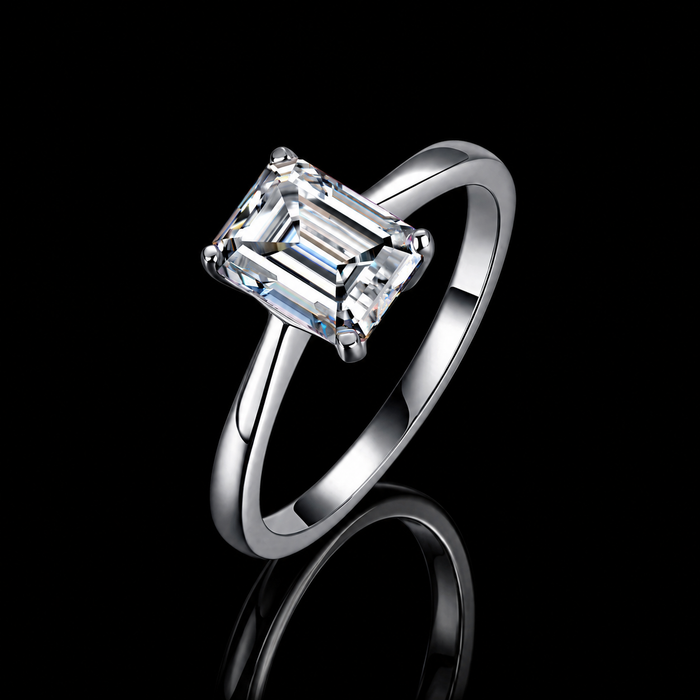 The Emerald Solitaire Moissanite Ring