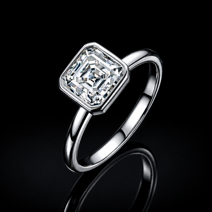 The Asscher Bezel Moissanite Ring