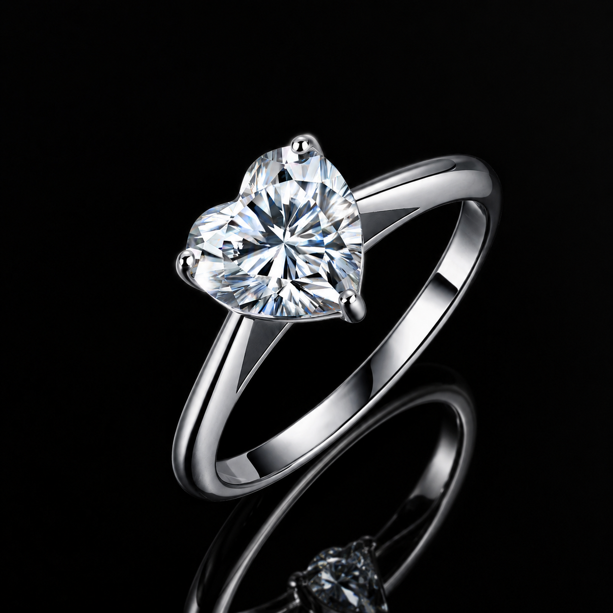 The Heart Solitaire Moissanite Ring