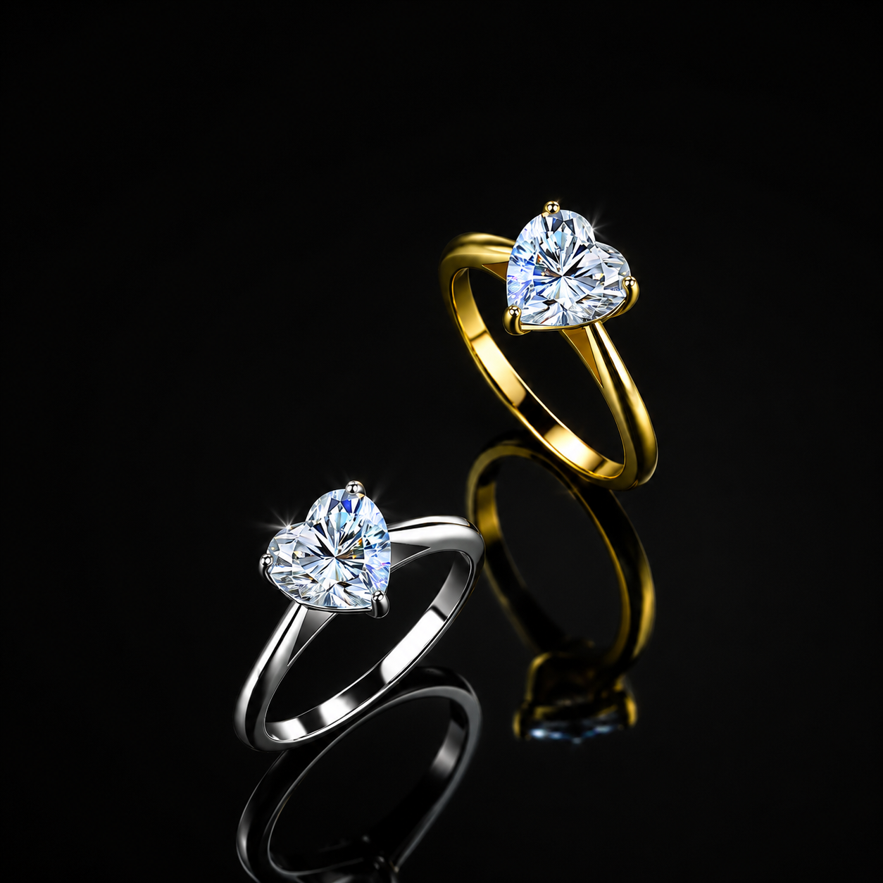 The Heart Solitaire Moissanite Ring