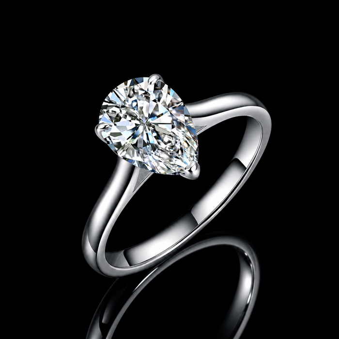 The Pear Solitaire Moissanite Ring