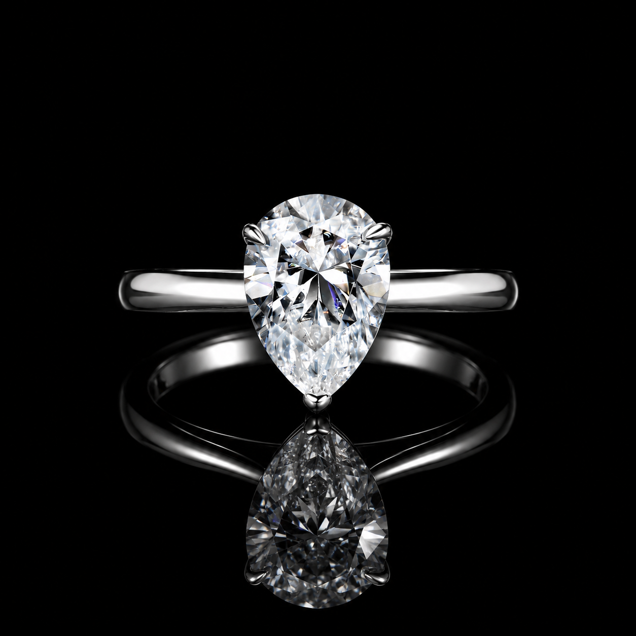 The Pear Solitaire Moissanite Ring