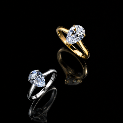 The Pear Solitaire Moissanite Ring