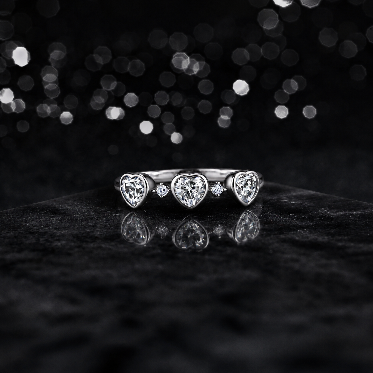 The Heart Moissanite Stack Ring
