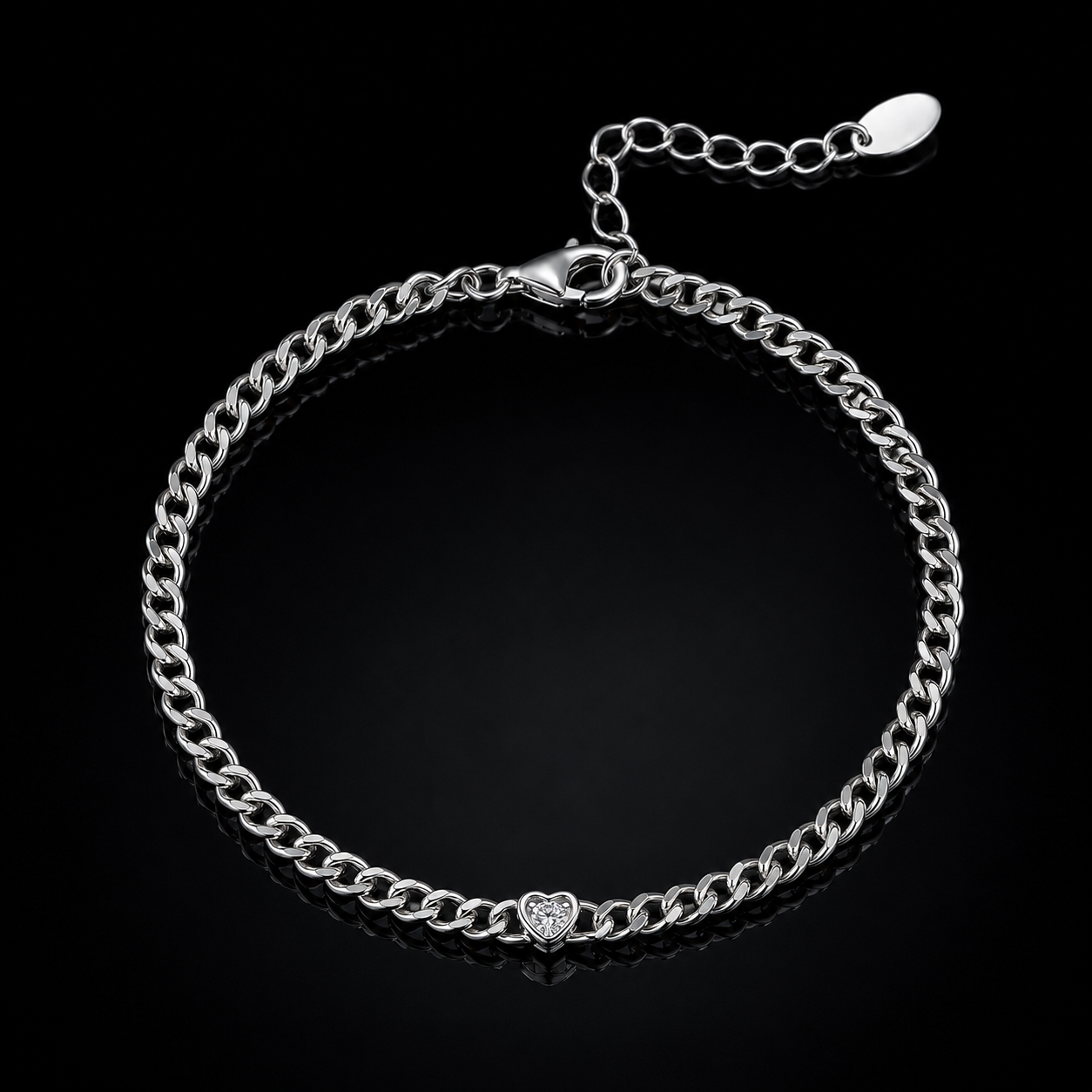 The Heart Link Moissanite Bracelet